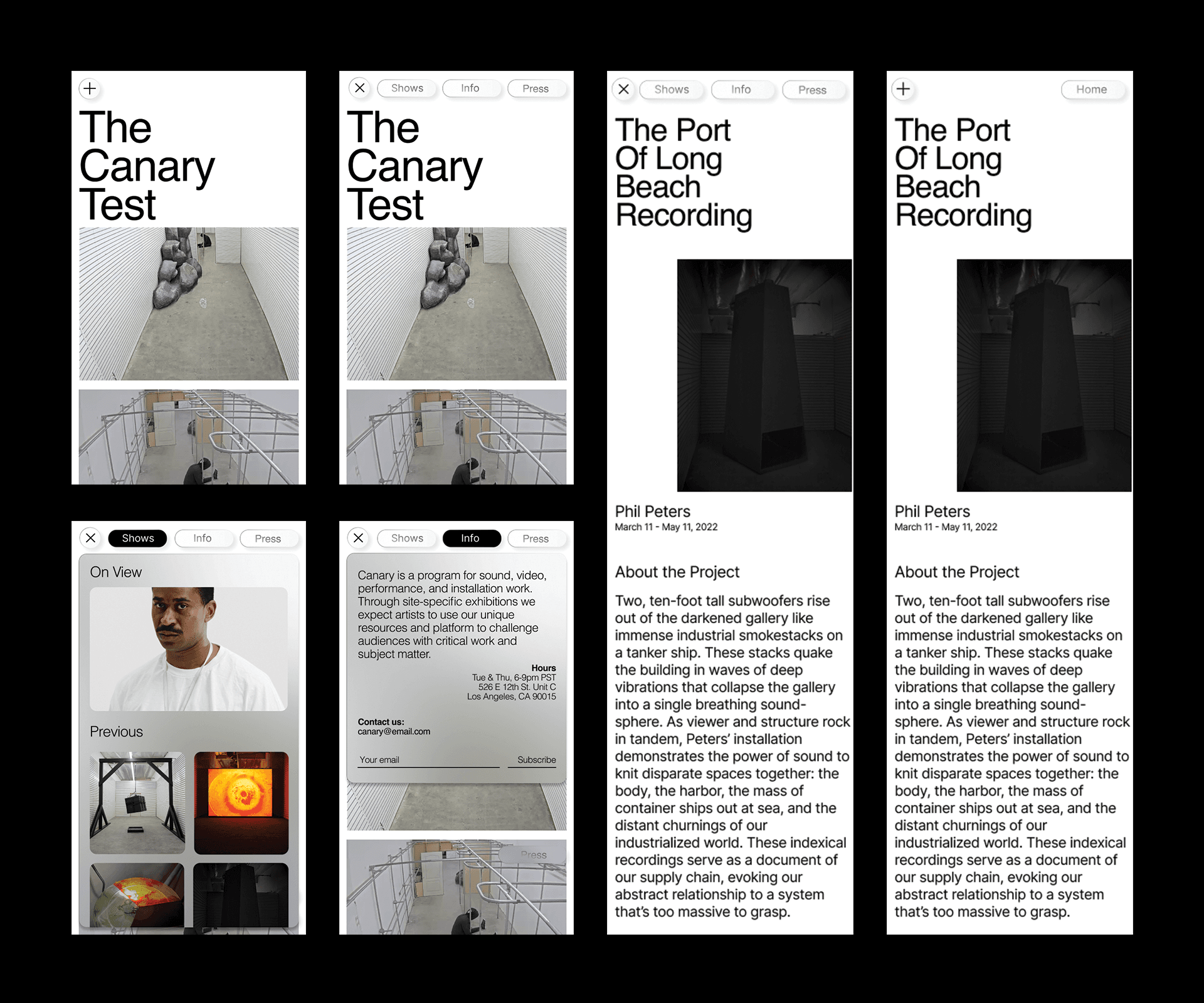 Mobile responsive design view of the gallery website