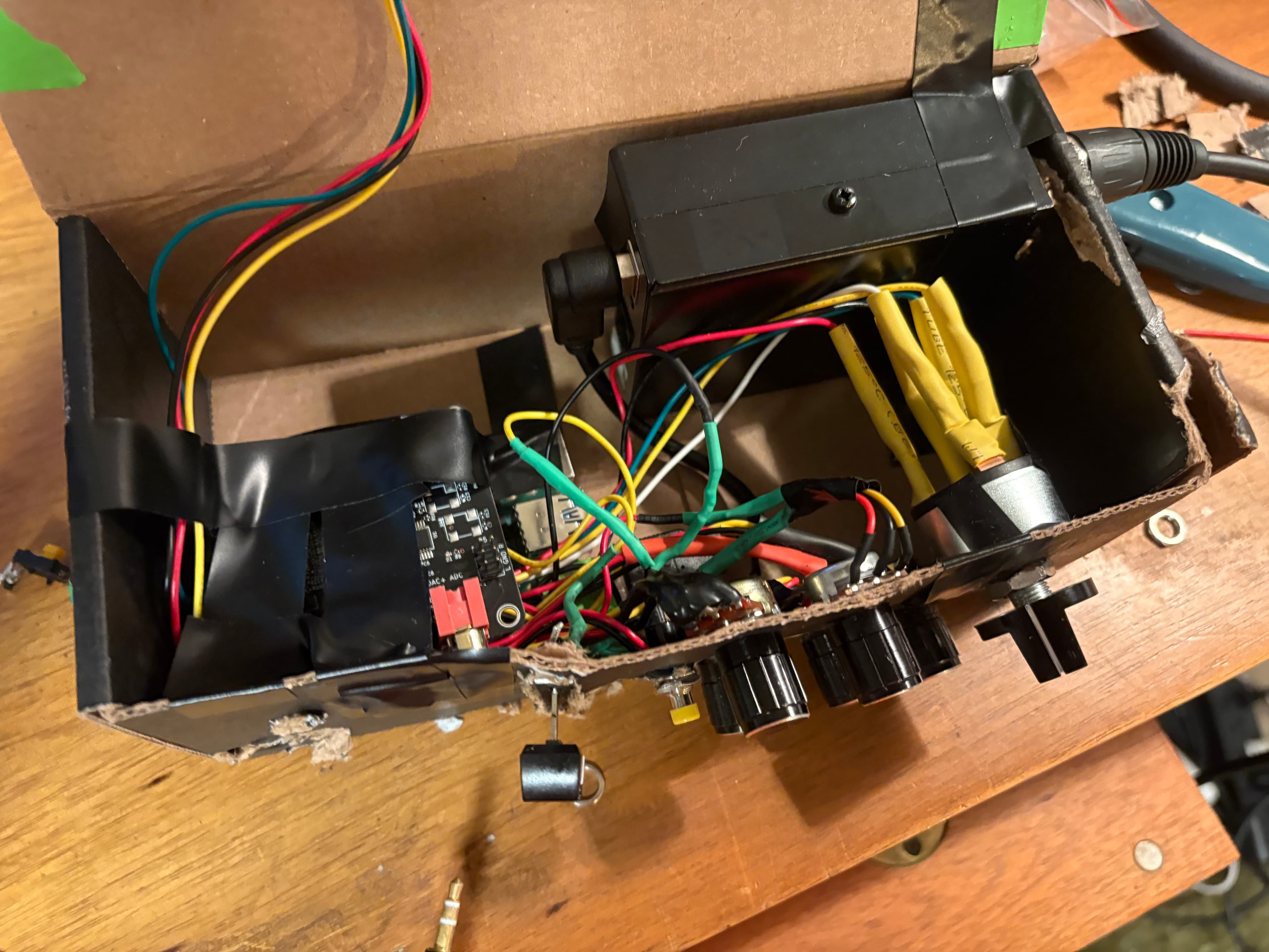 Cardboard prototype enclosure, inside